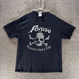 Vintage Poison Shirt Men XL Black Hardcore Rock N Roll 2003 Y2K Band Tee‎ Skull